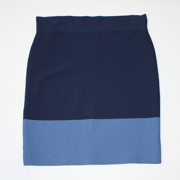 BCBG Maxazria Women's Joelle Blue Colorblock Knit Skirt size M NWT MSRP $148 - Picture 4 of 7